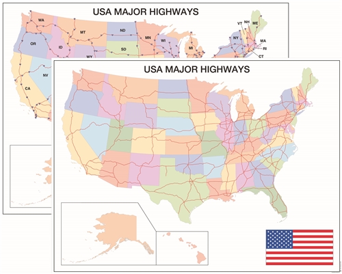 Montessori Materials: USA Major Highways Study - Complete Set Questions & Answers
